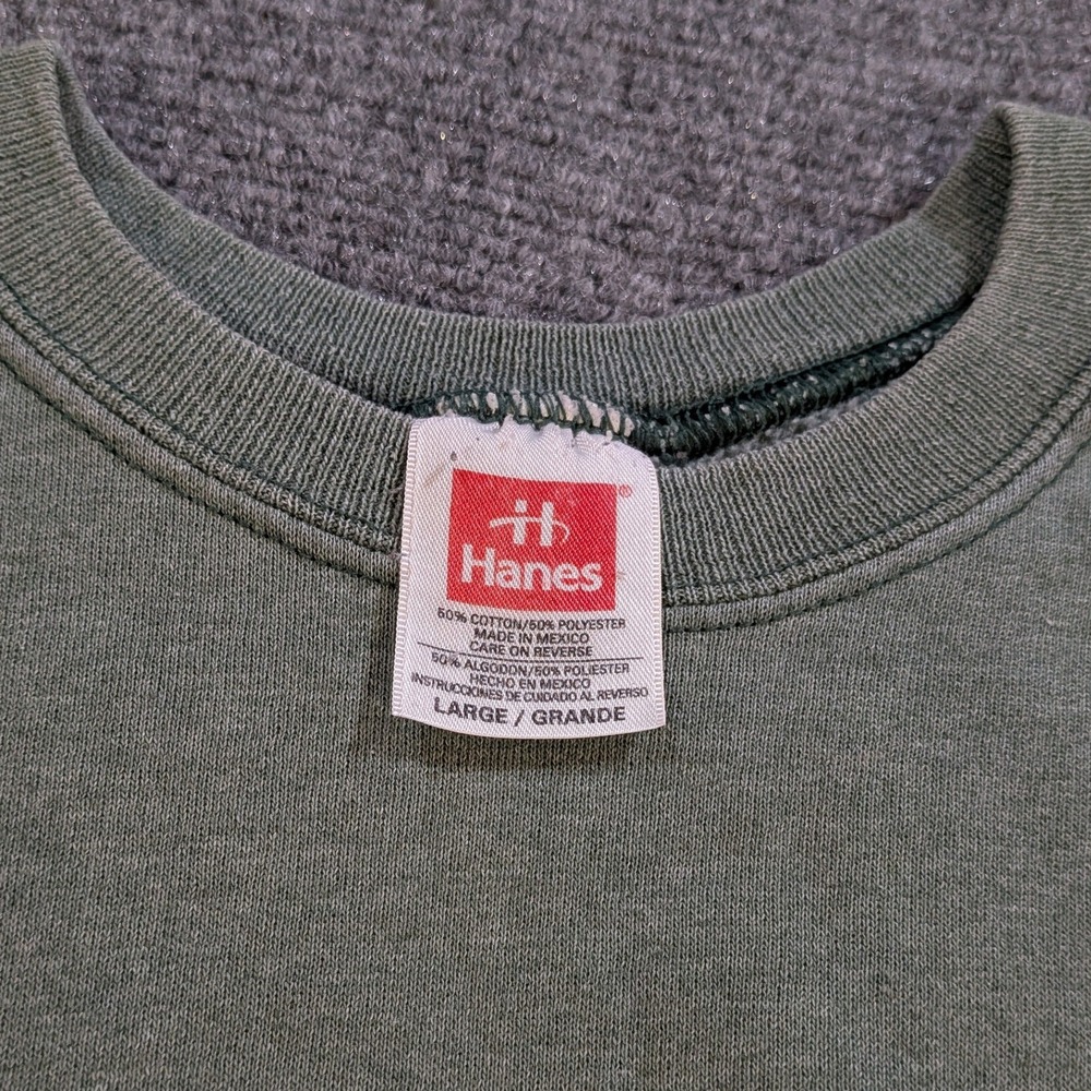 Hanes Crewneck Sweatshirt Mens Large Sage Green Vintage Pullover - Picture 3 of 5
